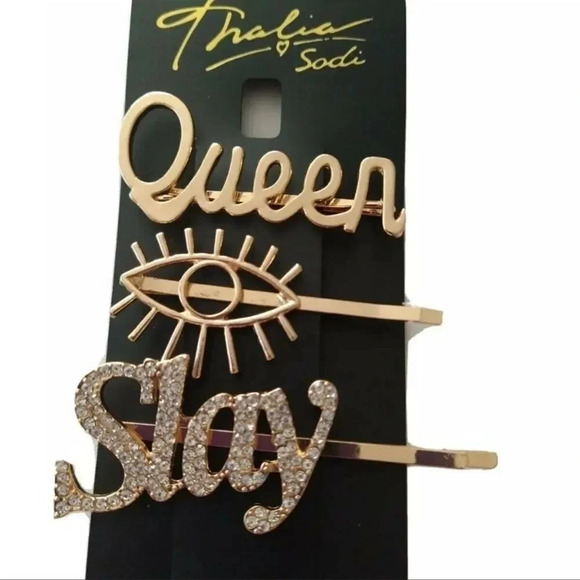 NWT Thalia Sodi Gold-Tone 3-Pc. Set Queen, Slay & Eye Bobby Pins - Picture 1 of 3